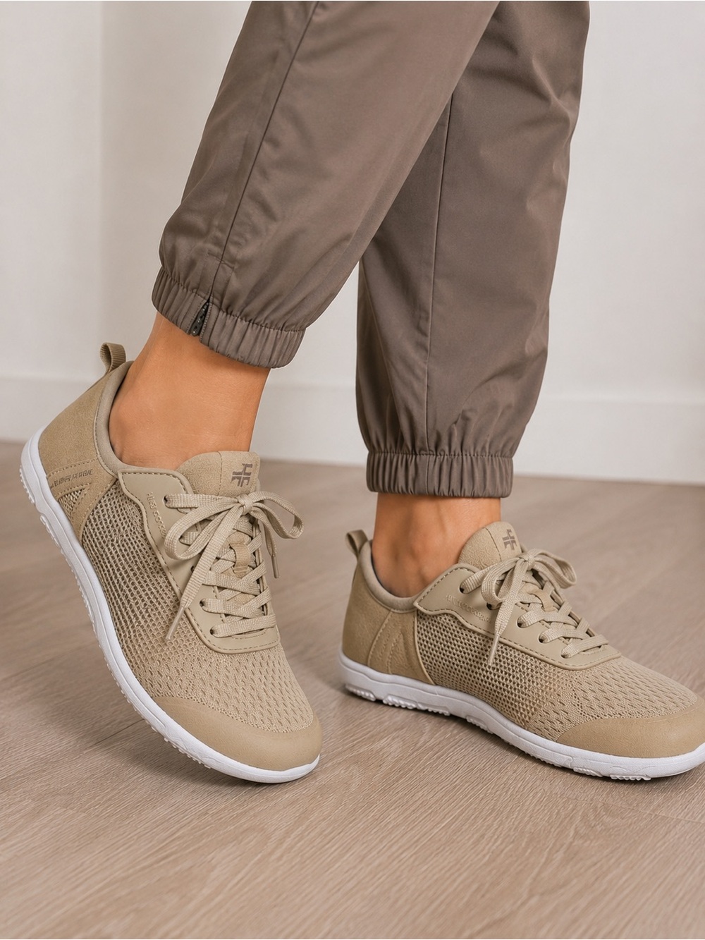 Hike Footwear HF Stride Barefoot Sneakers in a versatile beige/taupe colorway.